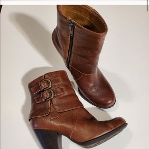 Born BOC Brown Two Strap Heeled Ankle Boots